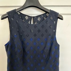Karen Millen Navy/Blue Cross Hatch Dress Size 8